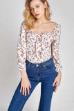 Ivory Floral Print Tie-Detail Blouse