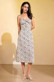 Multicolor Tie-Strap Floral Midi Dress