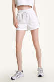 White High Rise Elastic Waistband Runner Shorts