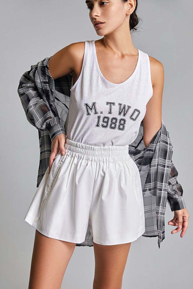 Black Checked Oversized Shirt With Matching Tank Top