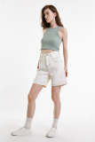 Flash Sale                White High Rise Contrast Stitch Turned Up Hem Denim Shorts