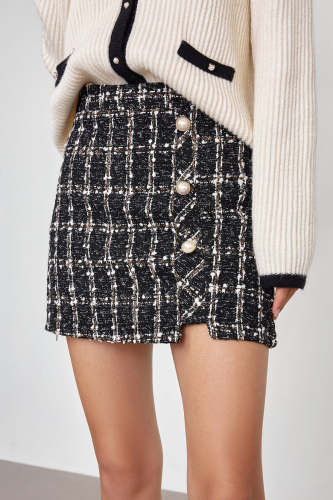 Abigale Black Check Skirt