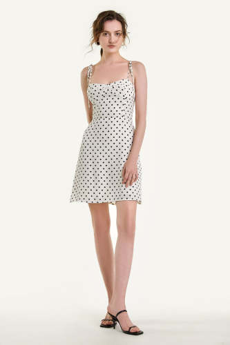 Flash Sale                White Polka Dot Tie Strap Bustier Mini Dress