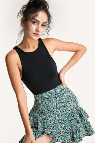 Black Sleeveless Round Neck Bodysuit