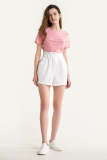 White High Rise Elastic Waist Shorts