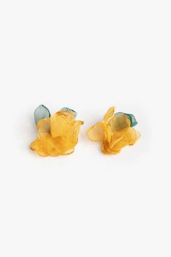 Yellow Chiffon Flower Earrings