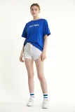 Blue Printed Oversized T-shirt