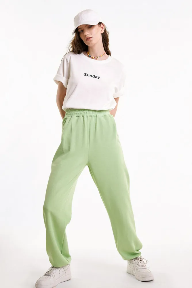 Light Green Back Patch Pocket Drawstring Hem Joggers