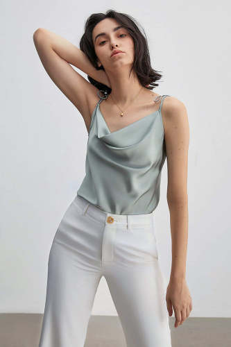 Courtney Green Cowl Neck Tank Top