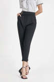 Black Pleat Detail Side Zip Suit Pants