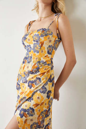 Paityn Gold Floral Midi Dress