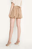 Tan Puff Ball Elastic Waist Shorts