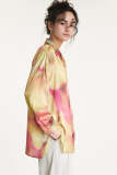 Cornsilk Satin Tie-Dye Oversized Shirt