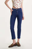 Dark Blue Wash High Rise Straight Leg Crop Jeans