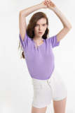 Medium Purple Cut Out Shoulder Knit Top