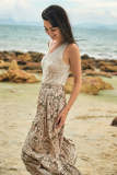 White V-Neck Pointelle Knit Tank Top