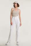 Linen Rib-Knit Halterneck Cropped Tank Top