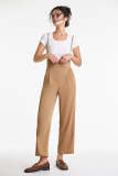 Flash Sale                Tan Spaghetti Strap Wide Leg Jumpsuit