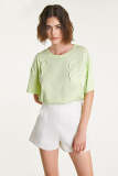 Yellow Green Seam Detail Cotton T-shirt