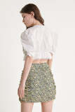 White Tie Front Lace Trim Crop Top
