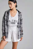 Black Checked Oversized Shirt With Matching Tank Top