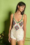 Green Granny Square Crochet Cami Cover-Up