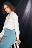 White Basic Flap-Detail Longline Shirt