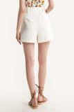 White Belted High Rise A-Line Pocket Detail Shorts