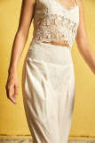 White Smocked Waist Wide Leg Pants