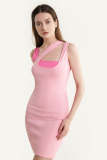 Pink Double Layer Bodycon Tank Mini Dress