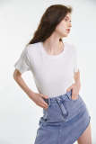 Basic White Modal-Blend Cropped T-shirt