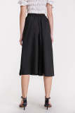 Black Elastic Waist Bowknot Decor Midi Skirt