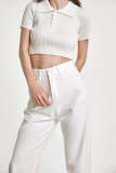 White High Rise Long Leg Straight Leg Jeans