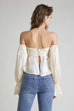 Old Lace Off-the-shoulder Ruched Blouse