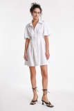 Flash Sale                White Fitted Waist Puff Sleeve Shirt Dress