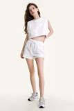 White High Rise Elastic Waistband Runner Shorts