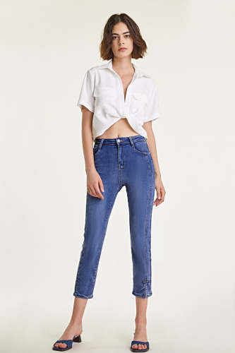 White Linen-Blend Twist Front Pocket Detail Cropped Shirt