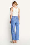 Royal Blue Wide Leg Seam Detail Soft Jeans