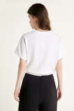 White Mock Welt Pocket Round Neck T-Shirt
