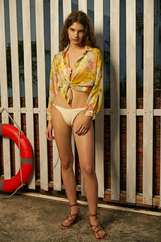 Multicolor Floral Print Metallic Thread Detail Shirt