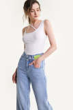 White Wearable Front And Back Ribbed Asymmetric Tank Top
