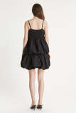 Black Tiered Puffball Mini Dress