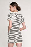 Black Striped Knitted Polo Mini Dress