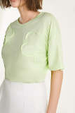 Yellow Green Seam Detail Cotton T-shirt
