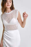 White Crochet Longline Tank Top