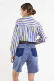 Royal Blue Oversized Striped Cuff Shirt
