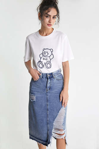 White Bear Print Cotton T-Shirt