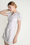 White Embroidery Collared Ruffled Mini Dress
