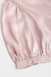 Pink Surplice Neck Ruched Blouse
