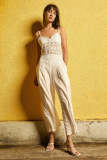 White Smocked Waist Wide Leg Pants